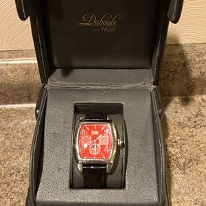 Wohler Gents Jonas Automatic Multi-Function Black Leather Strap/Red Dial.  New